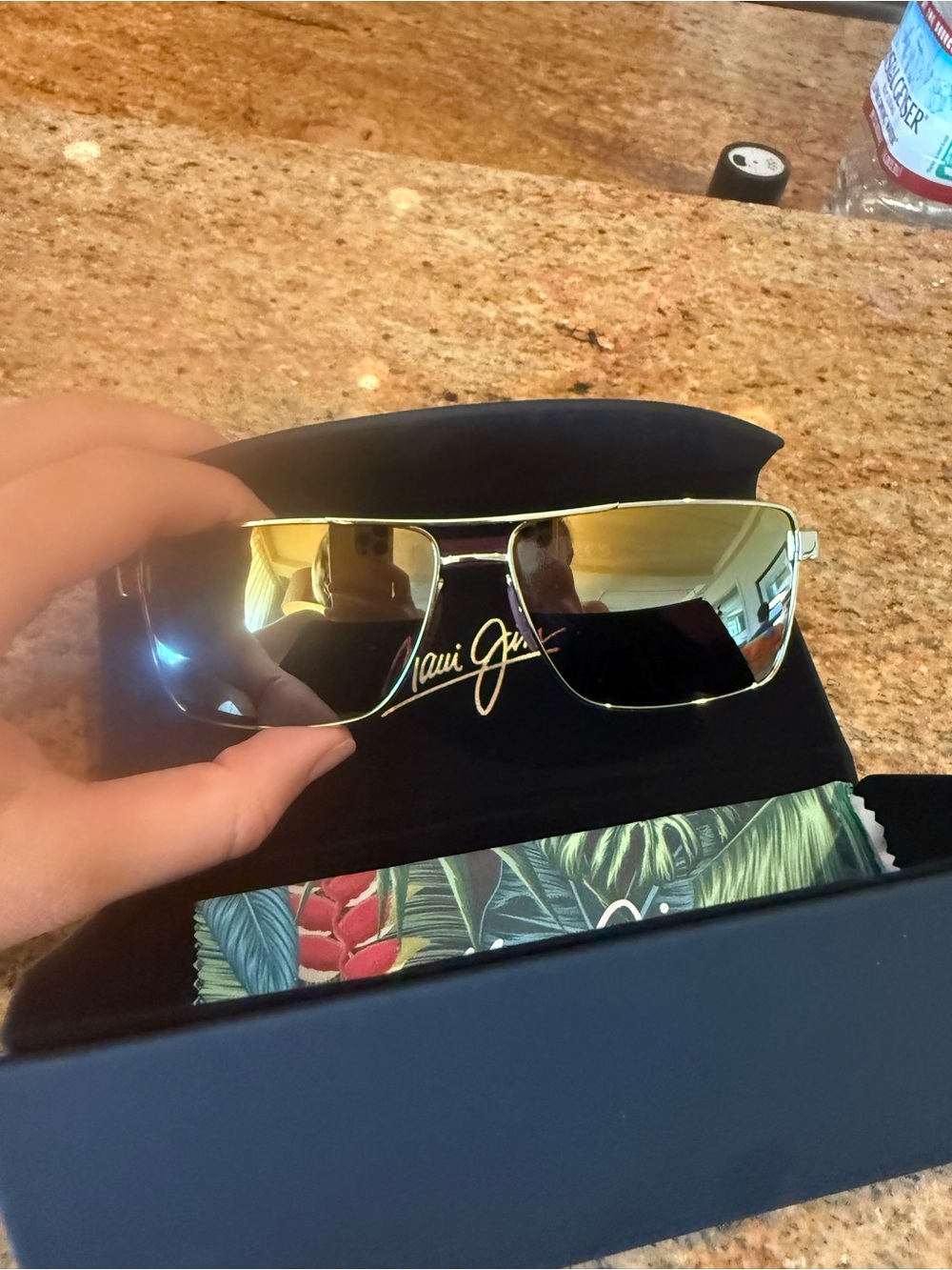 Maui Jim Piha Sunglasses — Burgundy Temples with Gold-to-Blue Gradient Lenses - Picture 6 of 8